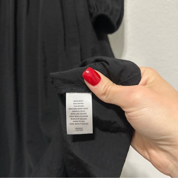 Chlesey28 Pleated Puff Shoulder Long Sleeve Midi Dress Black Womens Size Small - Picture 13 of 14